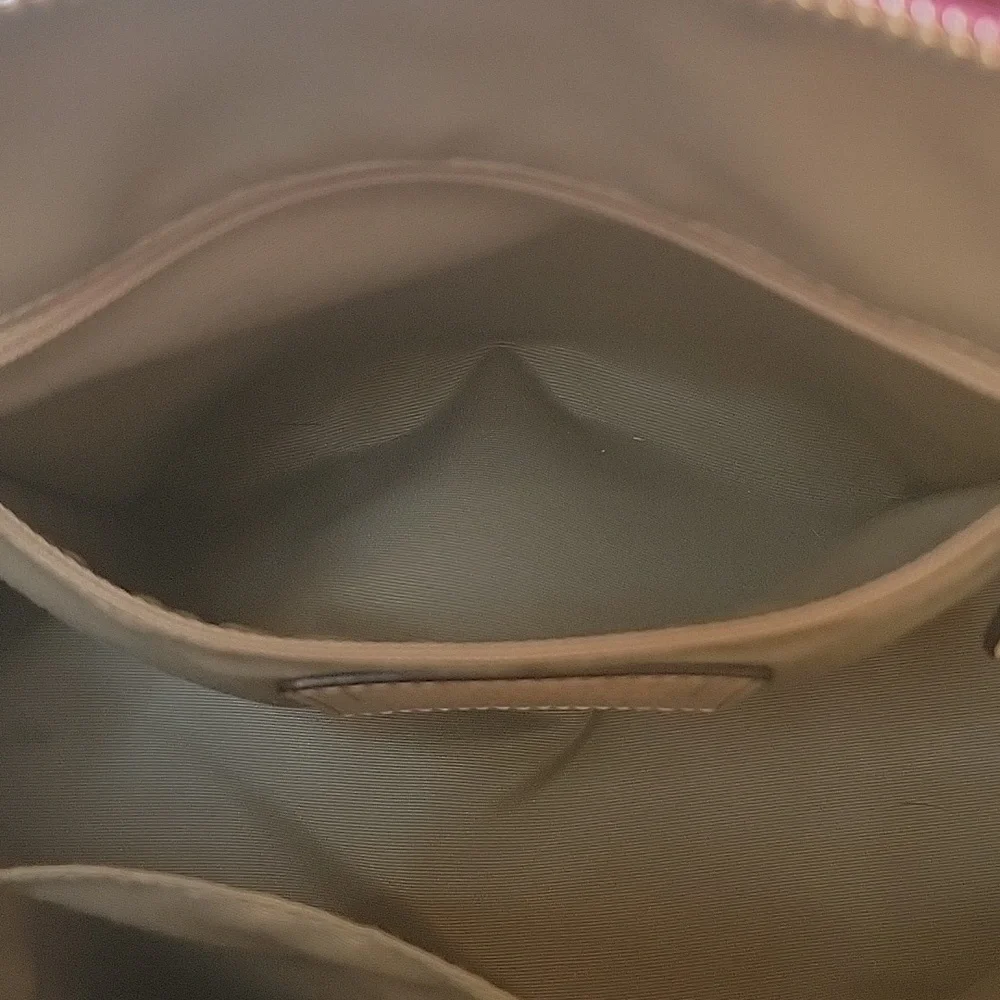 COACH Cora Peyton Pink Double Handle Zip Around Crossbody Satchel‎ Dome Bag
